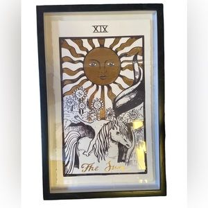 Set of two framed pictures- sun and moon